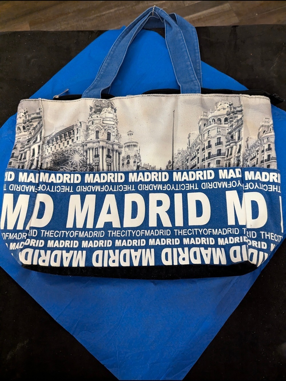 Robin Ruth: Madrid Print Blue Canvas Tote Bag